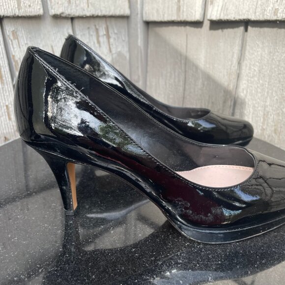 Vince Camuto Black Patent Leather High Heels Platform Dress Shoes 7.5M - Picture 4 of 9